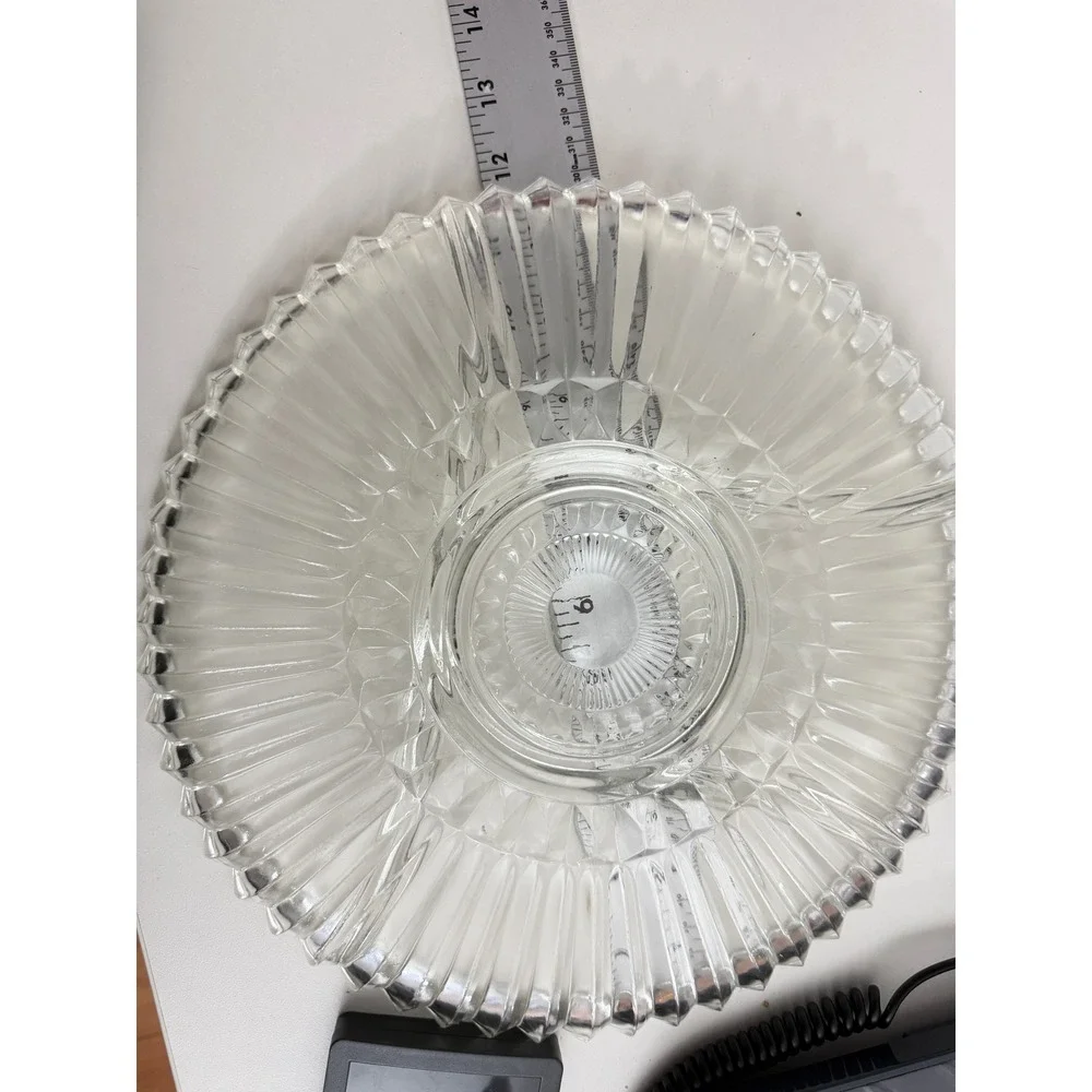 Vintage Clear Pressed Glass Section Relish Tray Scalloped Edge Serving Dish 11in